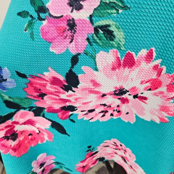 Jessica Howard Fit & Flare Floral Dress Size10P Turquoise Vibrant Casual Work - Picture 14 of 14